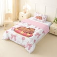 thumbnail image 2 of Erosebridal Cartoon Capybara Twin Comforter Sets For Cute Animals Lover,Pink Bows Cartoon Bowtie Bedding Set For Kids ,Reversible Pink 2pcs, 2 of 7