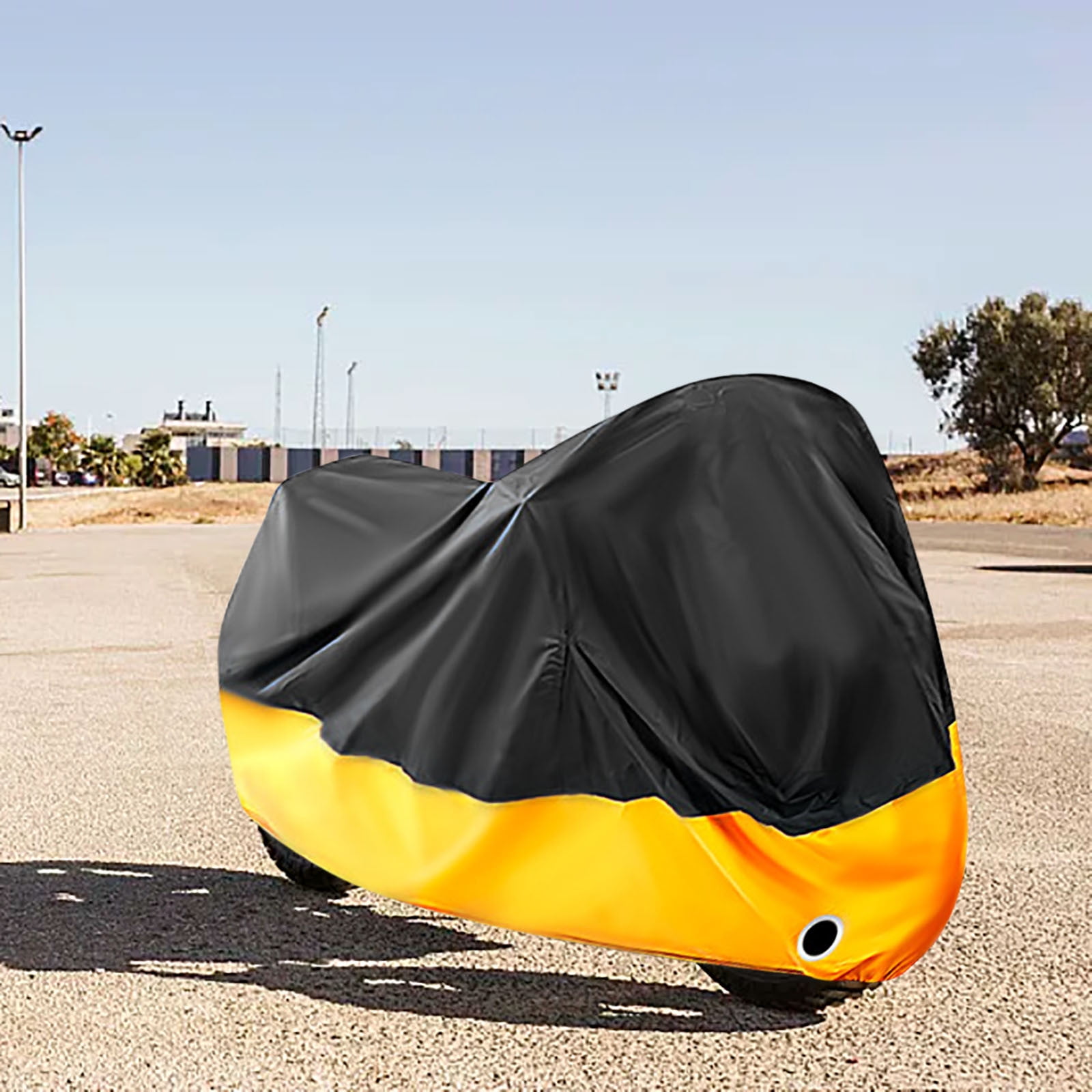 Dwellis Motorcycle Cover 190t Thick Waterproof Outdoor Vehicle Accessories, Dirt Bike Cover Powersports Accessories Sunproof Windproof, Dustproof, Coated Clothall Weather Protection Orange