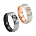 thumbnail image 6 of Couple Ring Round Half Heart Pattern Jewelry Bright Luster Rhinestones Ring for Valentine Day, 6 of 7