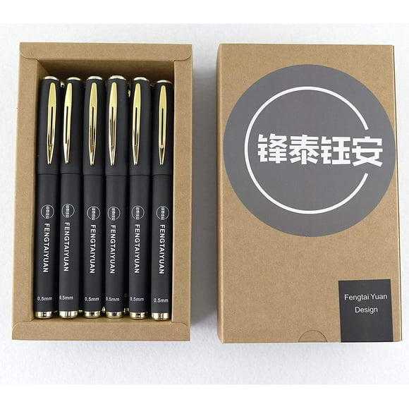 Fengtaiyuan P18, Stylos à Bille à Encre Gel, Encre Noire, 0.5mm, Écriture Lisse, Pointe Supplémentaire, Type Mat, Pack de 18