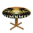thumbnail image 3 of BCIIG Palm Trees Sunset Beach Round Table Cover Stain Resistant Washable Indoor Outdoor Tablecloth Kitchen Dining Wedding Parties Waterproof 100% Polyester Fiber 54-58, 3 of 8