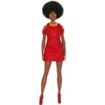 thumbnail image 5 of Barbie Fashionistas Doll #221 with Natural Black Hair Wearing Removable Red Dress & Accessories, 65th Anniversary Collectible Fashion Doll, 5 of 5