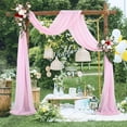 thumbnail image 3 of Summercome Pink Sheer Window Scarf, 2 Pcs Pink Sheer Window Scarf Curtains Valance, 216 inches Extra Long, Soft Textured Bed Canopy Scarf Curtains, Idea for Wedding Party Event Designs/Home Decor, 3 of 9