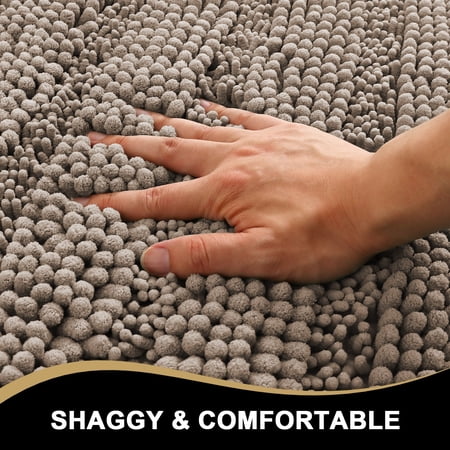 PRIMEBEAU 2 PIECE SOFT PLUSH CUSHION RUG SET, BATHROOM AREA, WATER ABSORBENT, KHAKI