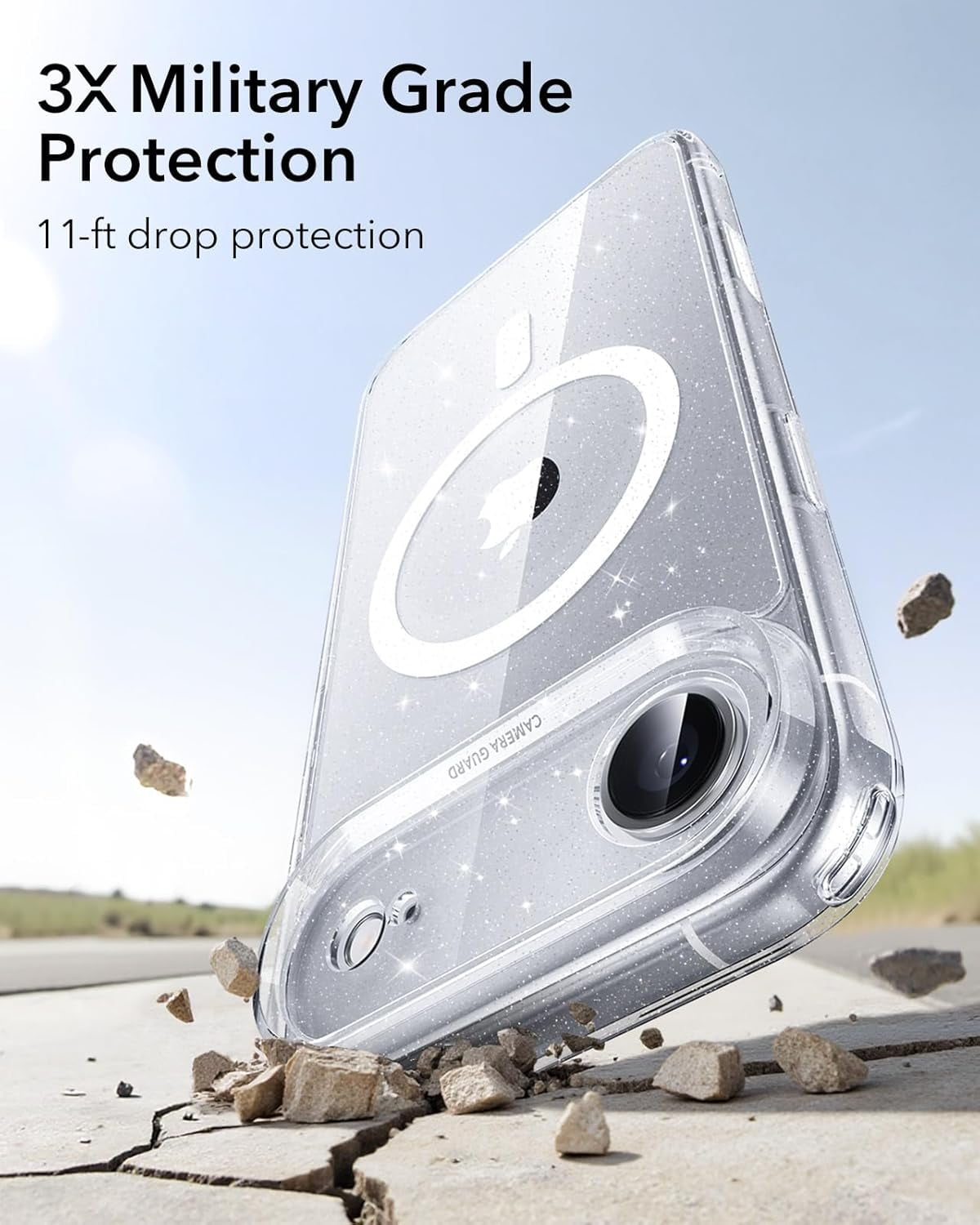 CRKMGS-for iPhone Air Case, Camera Control, Compatible with MagSafe, Shockproof Military-Grade Protection, Magnetic Phone Case for iPhone 17 Air Case, Clear Shimmer
