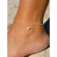 thumbnail image 4 of U7 14K Gold Plated Ankle Bracelets for Women Layered Initial Y Alphabet Anklets Adjustable Waterproof Summer Beach Foot Jewelry Gift for Mother's Day, 4 of 8