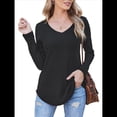 thumbnail image 2 of Camisa de Larga con Cuello en V para Mujer, Túnica de Otoño, Suéter Informal Elegante, Ropa y . Negro XL, 2 of 9
