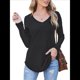 thumbnail image 2 of Camisa de Larga con Cuello en V para Mujer, Túnica de Otoño, Suéter Informal Elegante, Ropa y . Negro M, 2 of 9