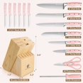 thumbnail image 5 of Pink Knife Set,15 Pieces Professional Kitchen Knife Set with Universal Knife Block, Super Sharp Knife Set with Ergonomic Handle Non-stick Stainless Steel Knife Block Set (Pink-15 Pieces), 5 of 8