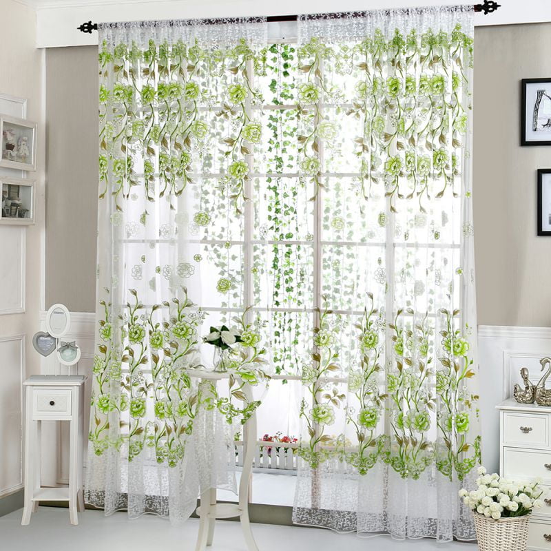 Details about   Butterfly Embroidery Net Curtains Lace Voile Window Panel Drape Sheer Fabric 