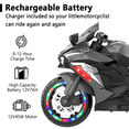 thumbnail image 5 of TaTee 12V Kids Electric Motorcycle, Battery Powered Ride-On Toy with Training Wheels for Boys & Girls Ages 3-6, Bluetooth Music & LED Lights, Gray, 5 of 11