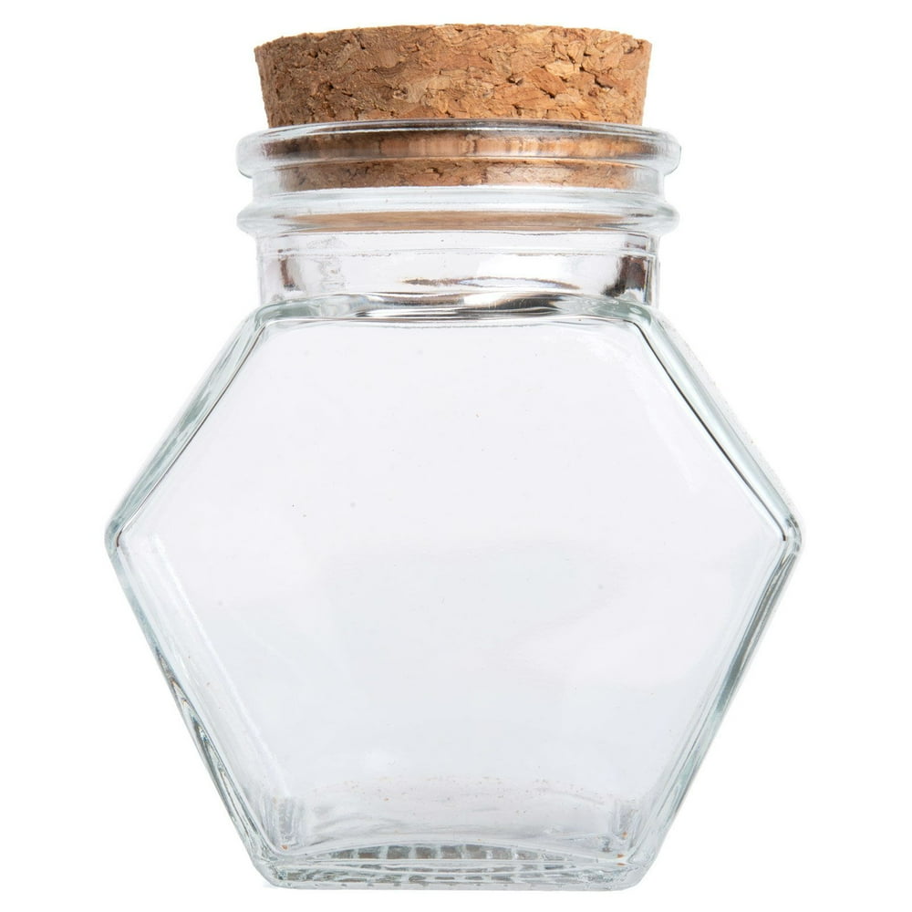 Glass Hexagon 4 Jar Set Of 12