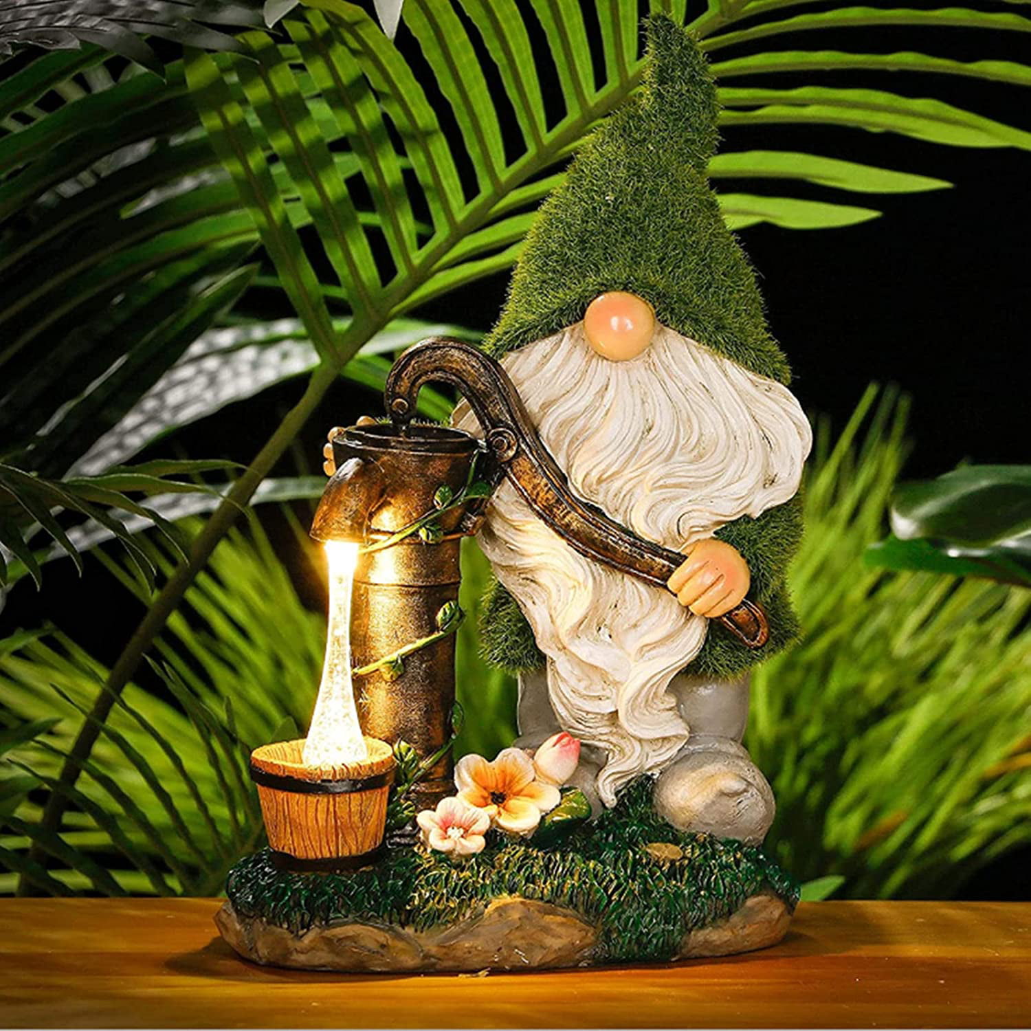 Solar Powered Decorations Solar Dwarf Garden Light Gnome Statue fits Gargen Yard 