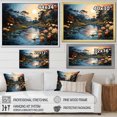 thumbnail image 4 of Designart "Blue Green Painting River At Night V" Pointillism Floater Framed Wall Art Living Room, 4 of 7