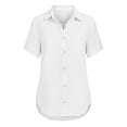 thumbnail image 6 of TKYCMSUAKI Womens Linen Shirts Lapel Button Down Short Sleeve T-Shirts Summer Loose Fit Tunic Tops Casual Solid Color Basic Tees, 6 of 7