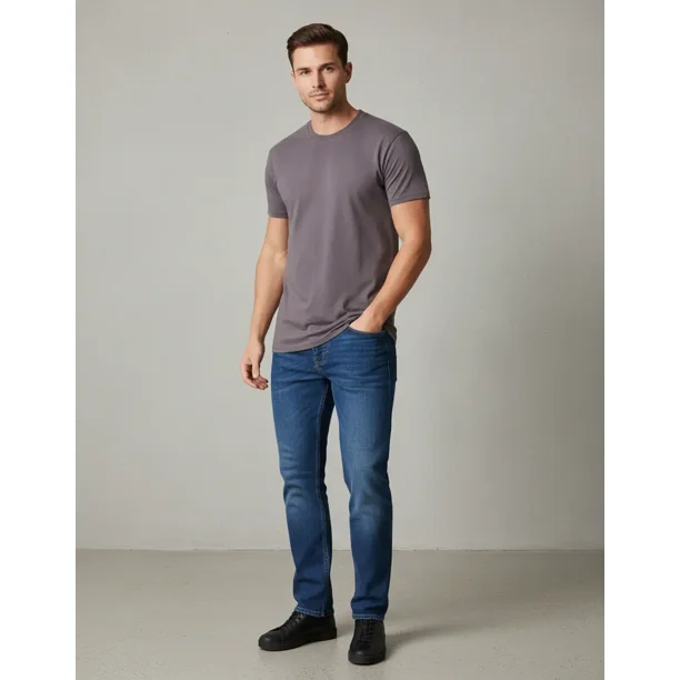 Playera Hombre 100% Algodón Corte Regular Color Gris Oxford