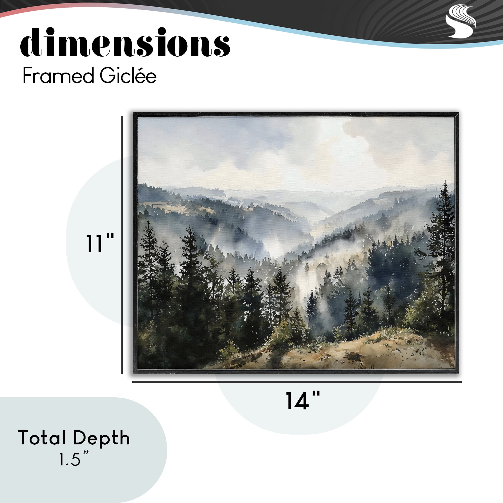 Stupell Industries Misty Tree Tops Vista Black Framed Giclee Art, design by Franklyn Gregory