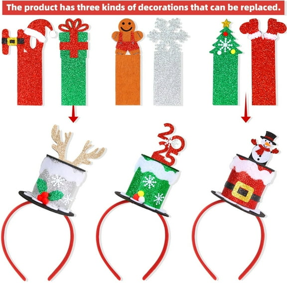 Yoyauz Festive Headbands, Cute Christmas Head Hat Tops, Christmas Party Gifts, Christmas Gifts, Christmas Photo Booths, DIY Headwear Replaceable Headbands