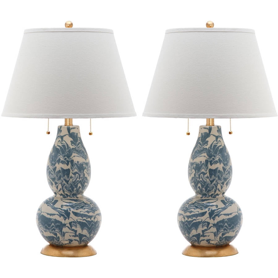 Safavieh LIT4159 28 in. H Color Swirls Gourd Glass Table Lamp, Set of 2