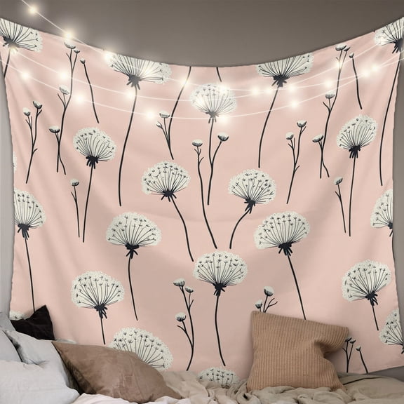 Pink Spring Floral Tapestry for Bedroom Wall Hanging Tapestry, Watercolor Botanical Summer Ceiling Backdrop Tapestries Poster Blanket Wall Decor for Teens Room Living Room Dorm 51" x 59"