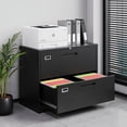 thumbnail image 2 of MIIIKO 2 Drawer Lateral File Cabinet with Lock, Black Lateral Filing Cabinet for Legal/Letter A4 Size, Locking Wide File Cabinet for Home Office, Metal, 2 of 6