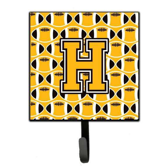 Letter H Football Black Old Gold and White Leash or Key Holder