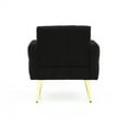 thumbnail image 6 of High Backrest Accent Chair, Modern Tufted Teddy Fabric Armchair with 1 Waist Pillow, Comfy Leisure Chair with Metal Trim and Gold Legs, Single Sofa Chair for Living Room Bedroom Apartment, Black, 6 of 7