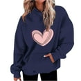thumbnail image 2 of ZyeKqe Hoodies for Women Valentines Day Fleece Lined Hooded Sweatshirts Causal Heart Graphic Long Sleeve Pullover Tops, 2 of 6