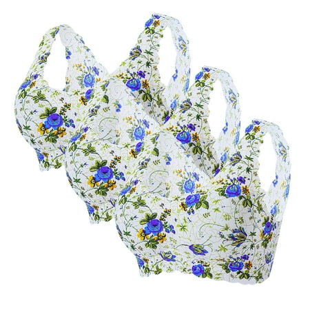 

Medcursor With Ice Floral Silk Underwear Women s Unblemished Plus-Size Bra 3PC Print