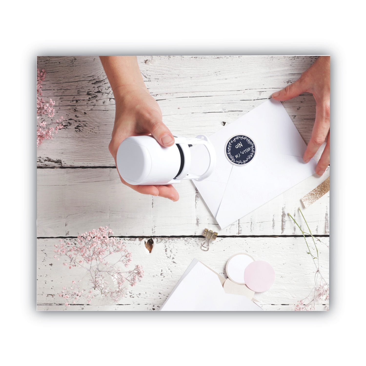 Stamp With Voucher And Fancy Gray Ink Pad, Self-Inking, 1.56" Diameter