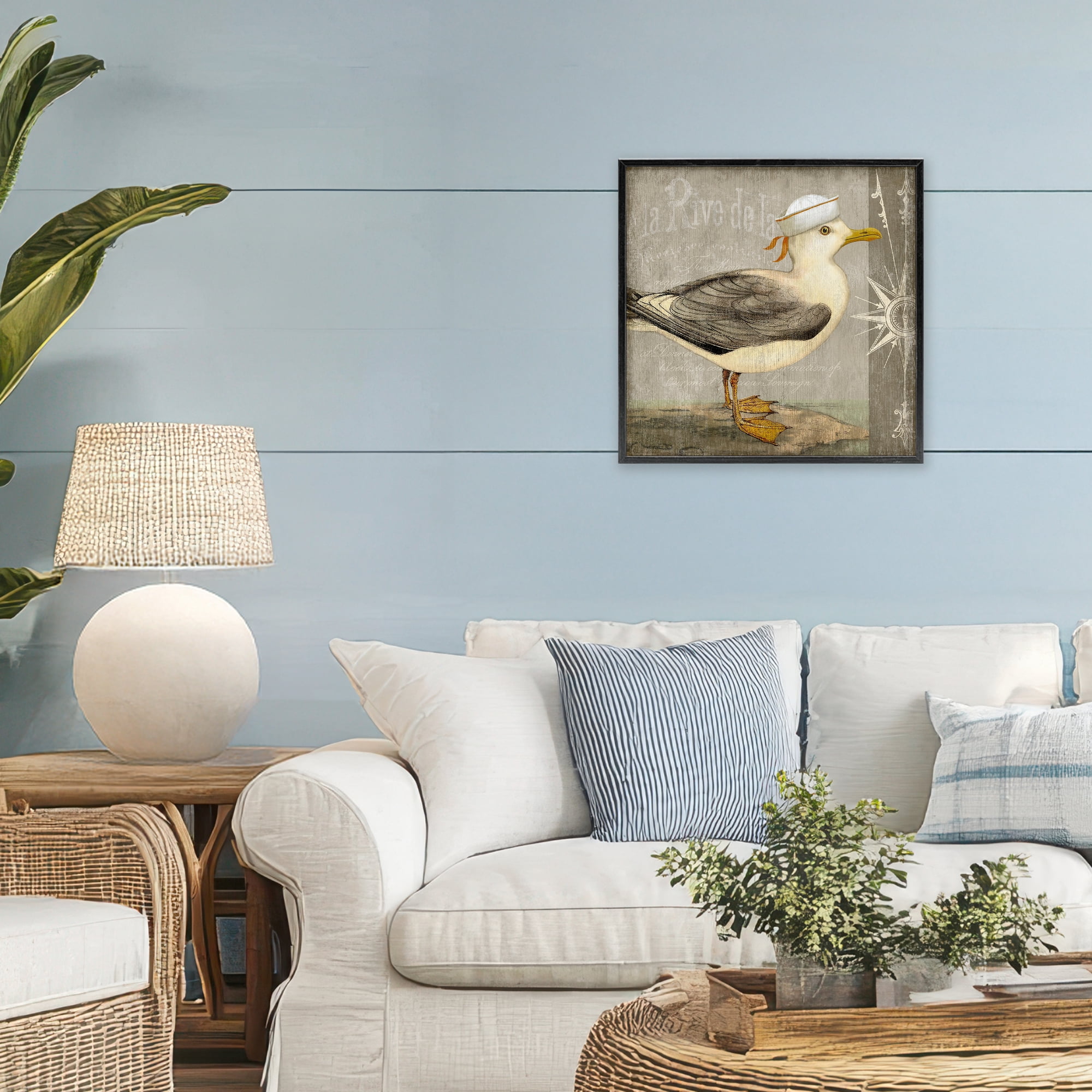 Stupell Industries Rustic Little Seagull Black Framed Giclee Art, design by Suzanne Nicoll