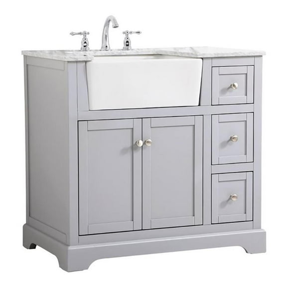 Elegant Decor Franklin 36" Aluminum MDF Single Bathroom Vanity in Gray
