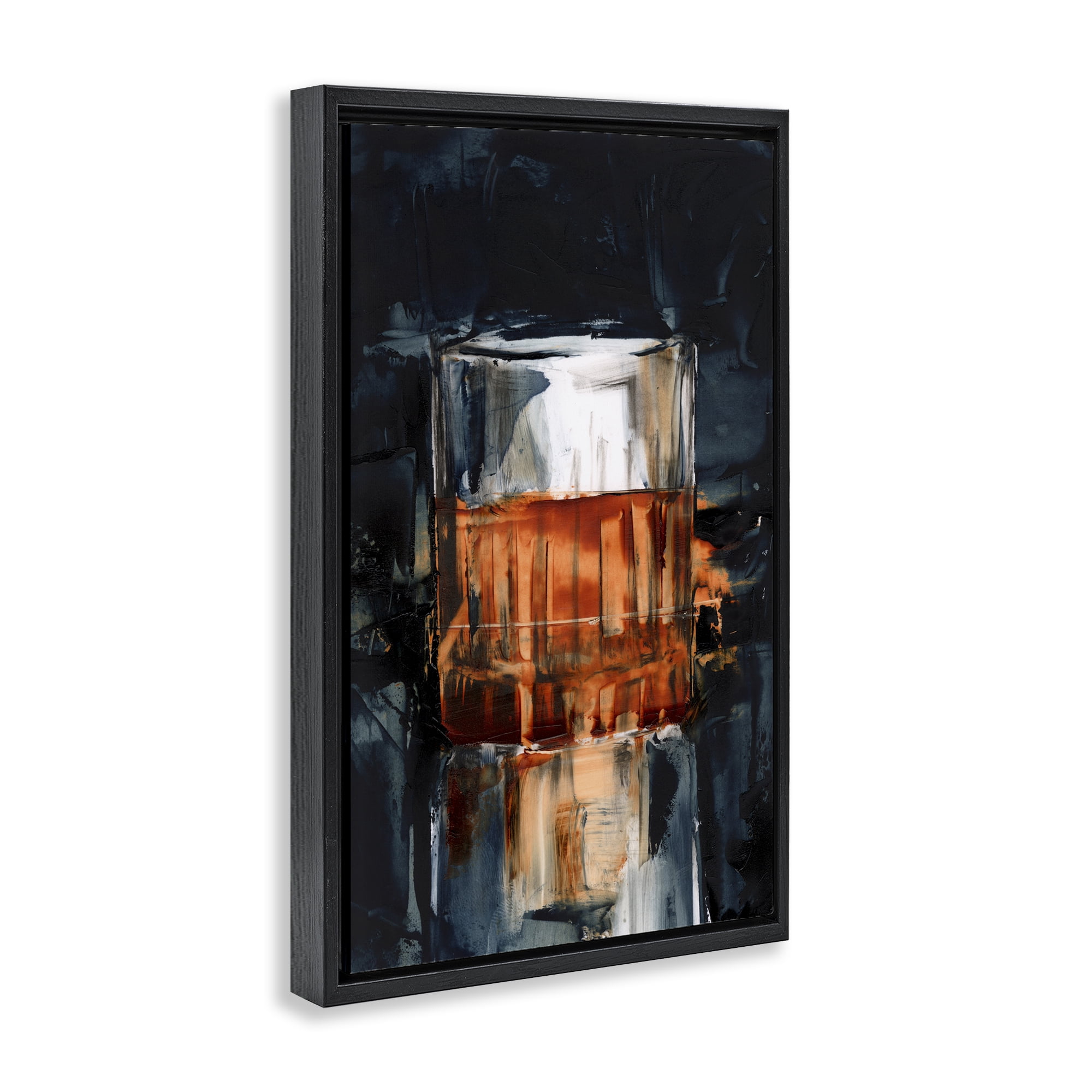 Stupell Industries Bourbon in Glass Food & Beverage Painting Black Floater Framed Canvas Art Print Wall Art, 21 x 31