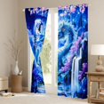 thumbnail image 3 of Manfei Japanese Dragon Animals Blackout Curtains,Eastern Flower Moon Window Curtains Pack of 2 (38x45 Each),Blue, 3 of 6