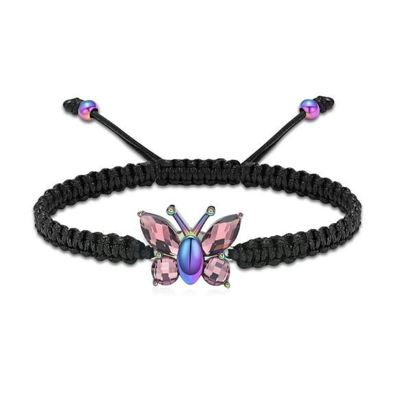 Butterfly Urn Bracelet for Ashes for Women Men - Adjustable Cremation Memorial Keepsake Urn Bracelet - Manmade Braided Ashes Holder Urn Jewelry