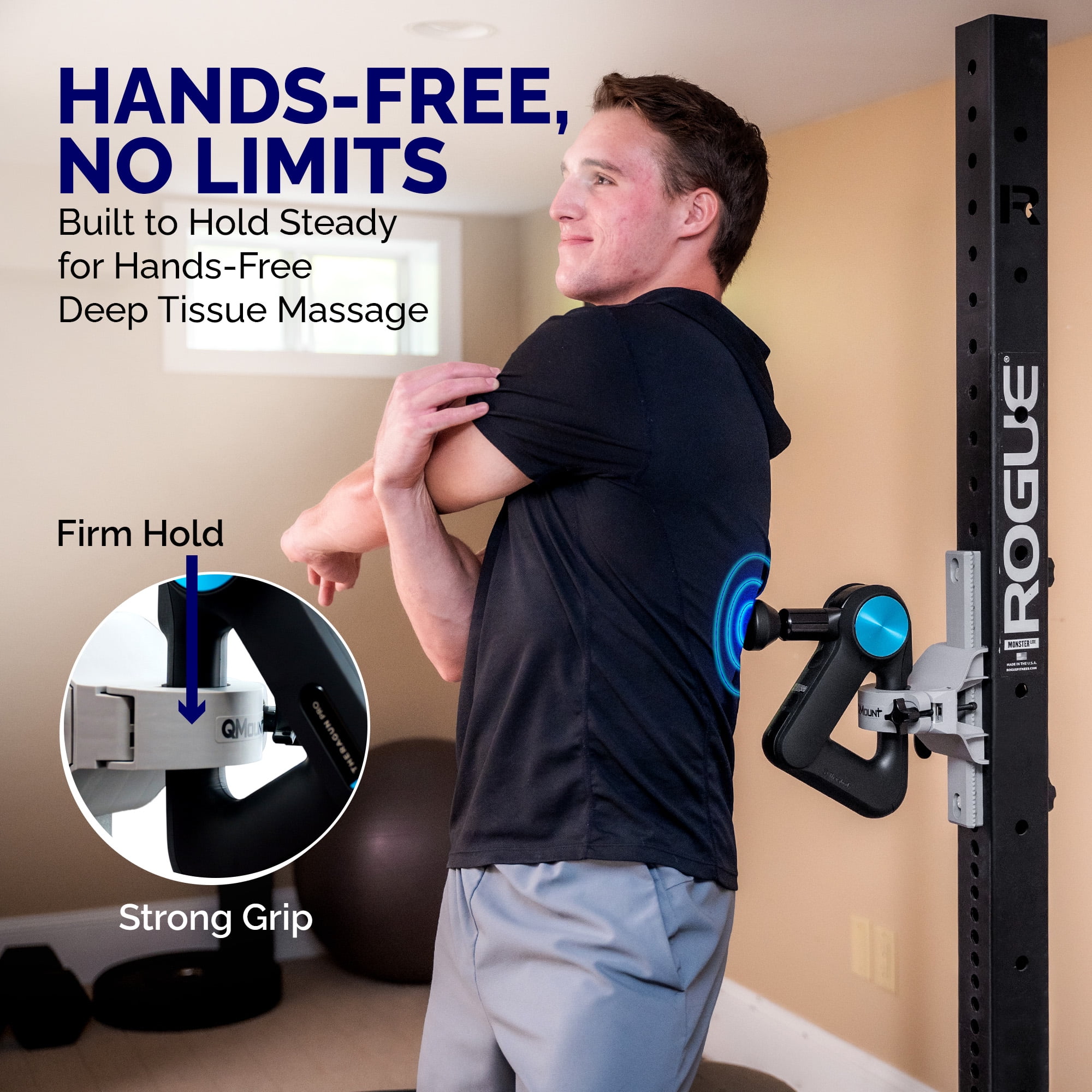 QMount Massage Gun Holder & Power Rack Mount with 12" rail
