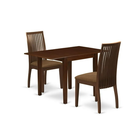 East West Furniture 3 Piece Dining Room Furniture Set Contains a Rectangle Dining Table