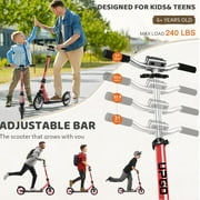 UPGO Kick Scooter for Ages 6+, Kids, Teens & Adults, 240 LB Max Load, Foldable, 8-Inch Wheels,Red