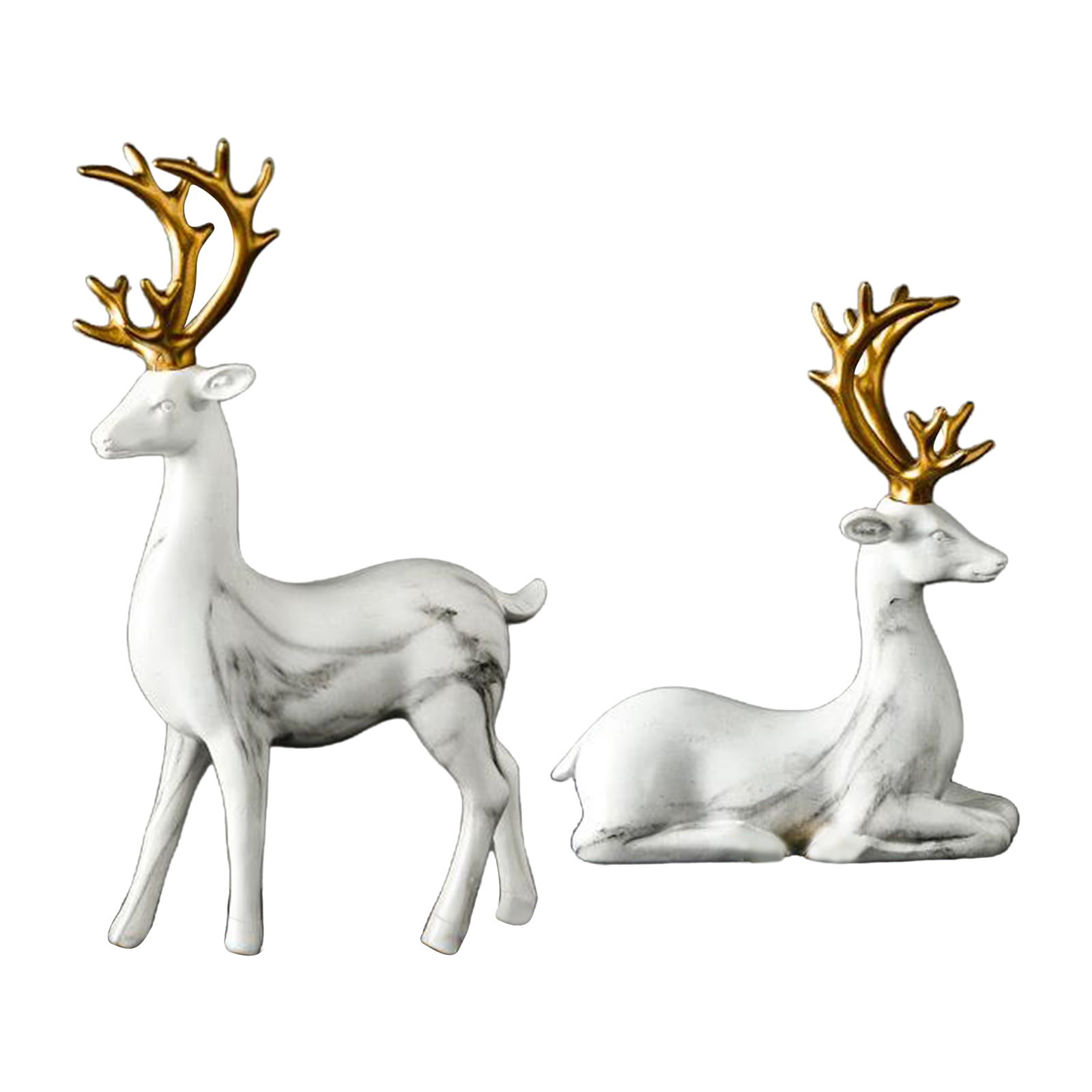 2x Nordic Deer Statue Shelf TV Stand Sculpture Tabletop Sill Figurine Decor 