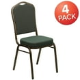 thumbnail image 2 of BizChair 4 Pack Crown Back Stacking Banquet Chair in Green Patterned Fabric - Gold Vein Frame, 2 of 7