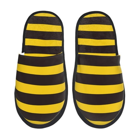 

Pofeuu Bee Stripe Print EVA Fuzzy House super light Slippers Slippers Scuff Outdoor Indoor Warm Cozy Plush Bedroom Shoes Soft Flat Comfy Anti-Slip-Large