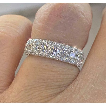 2Ct Round Cut Simulated Diamond Women's Cross Drop Dangle Wedding Ring 14K White Gold Plated
