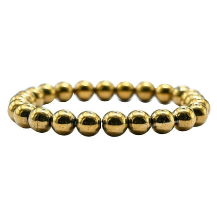 Golden Hematite Bracelet - 8mm Beaded Stretch Bracelet and Healing Stones
