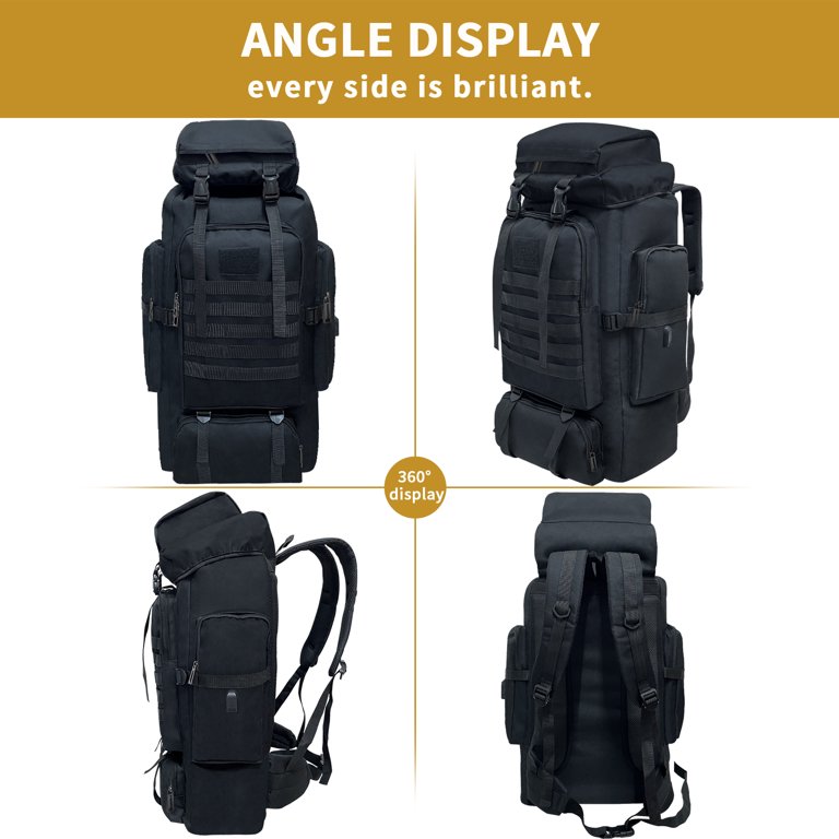 Vaupan Large Capacity Multi-Pocket Frame Hiking Backpack, 80L Camping Backpack with Charging Port, Scratch-Resistant Waterproof Outdoor Sport Travel Vaupan Large Capacity Multi-Pocket Frame Hiking Backpack, 80L Camping Backpack with Charging Port, Scratch-Resistant Waterproof Outdoor Sport Travel