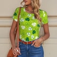 thumbnail image 6 of KLL Women 's Crew Neck Bodysuit Jumpsuits St Patrick's Day7 Print Short onesies Stretch T Shirts, 6 of 7
