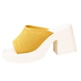 thumbnail image 3 of Women's Knitted Platform Heeled Mules, Peep Toe Chunky Heel Dress Sandals, Comfortable Slip-On High Heel Shoes for Spring Summer Wear, 3 of 10
