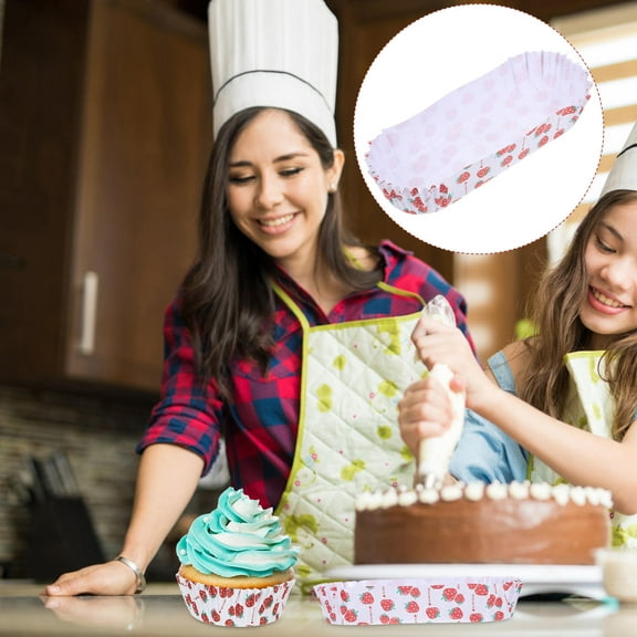 WASHWEPE Simple Style Paper Popcorn Boats Red 100Pcs 5.70X1.97X1.18in