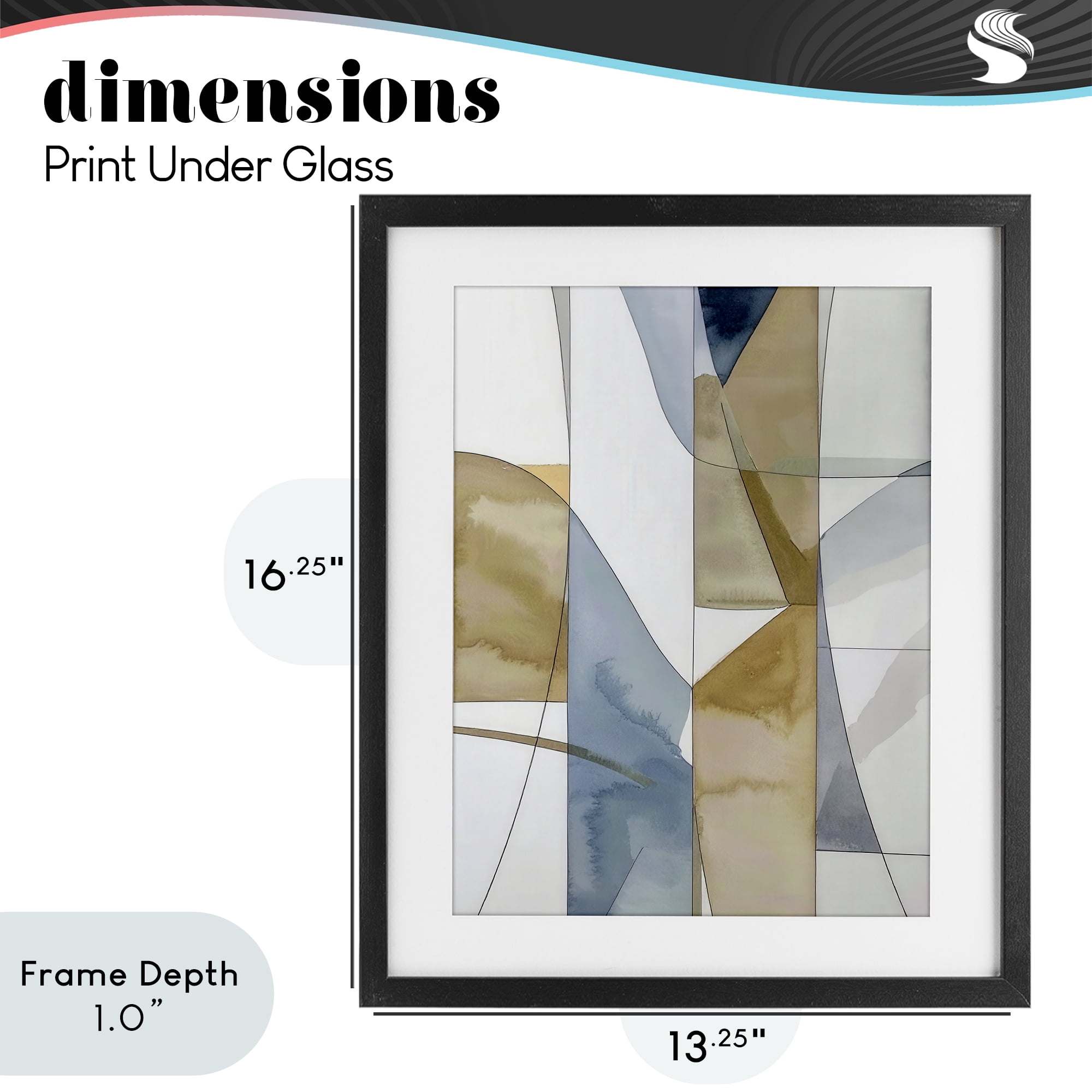 Stupell Industries Geographic Abstract Sections Black Framed Print Under Glass, design by Alonza Saunders