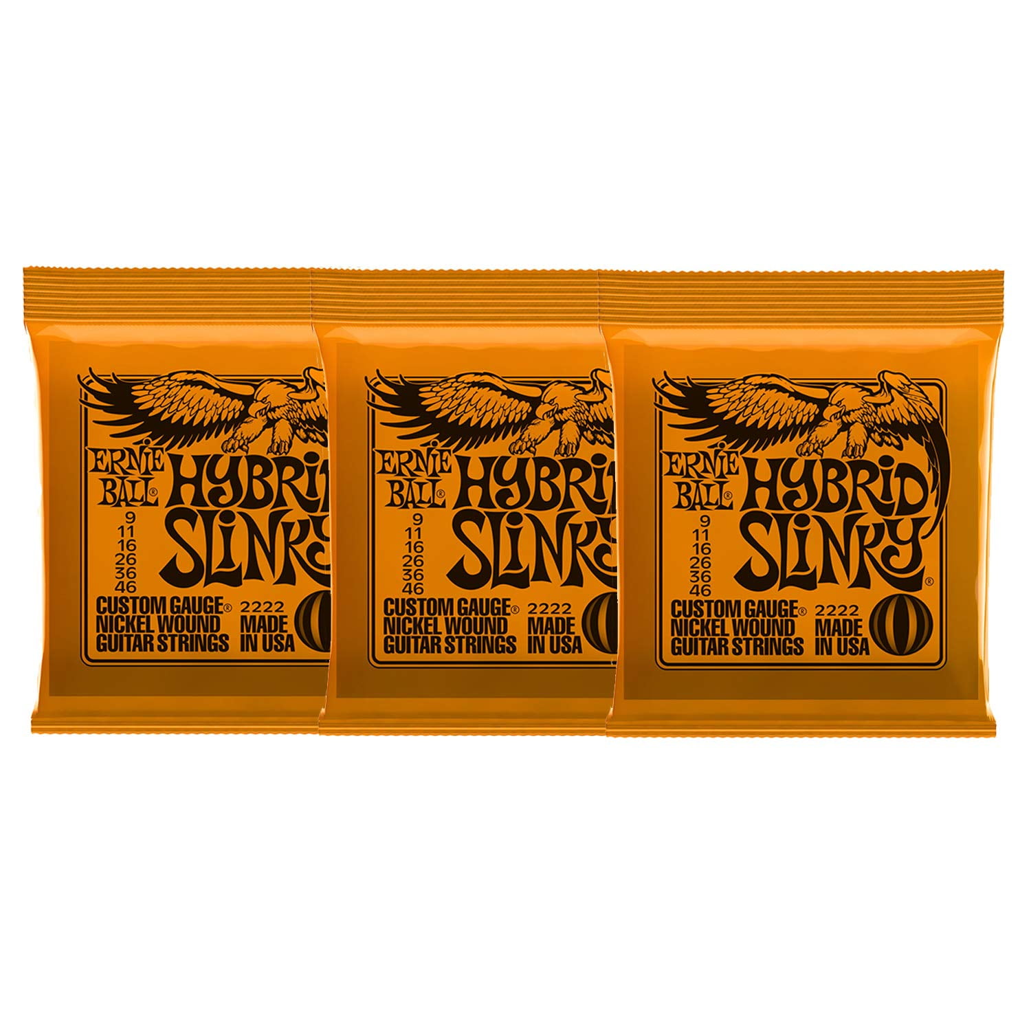Ernie Ball 2222 Nickel Regular Slinky Orange Electric Guitar Strings 3
