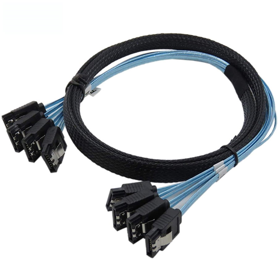 Acaige 2Pcs Sata To Sata Cable 4 Ports/Set 7 Pin Sata Sas Cable 6Gbps For Server Mining